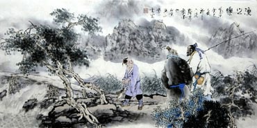 Chinese Fishman Farmer Painting,50cm x 100cm,3711041-x