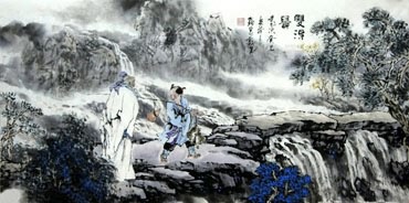 Chinese Fishman Farmer Painting,50cm x 100cm,3711043-x