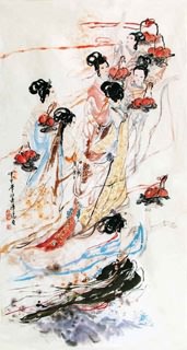 Chinese Flying Apsaras Painting,95cm x 185cm,3771001-x