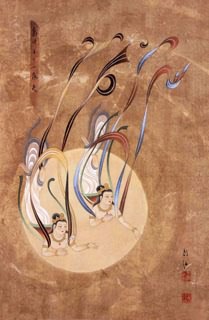 Chinese Flying Apsaras Painting,65cm x 100cm,3773004-x