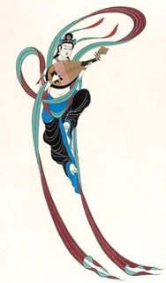 Chinese Flying Apsaras Painting,55cm x 100cm,3773006-x