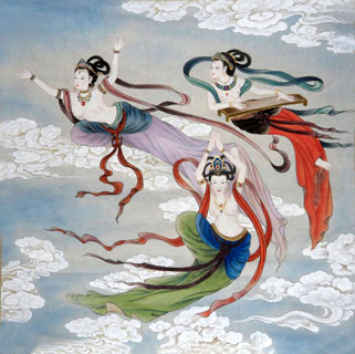 Chinese Flying Apsaras Painting,66cm x 66cm,3802033-x