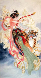 Chinese Flying Apsaras Painting,66cm x 136cm,3807005-x