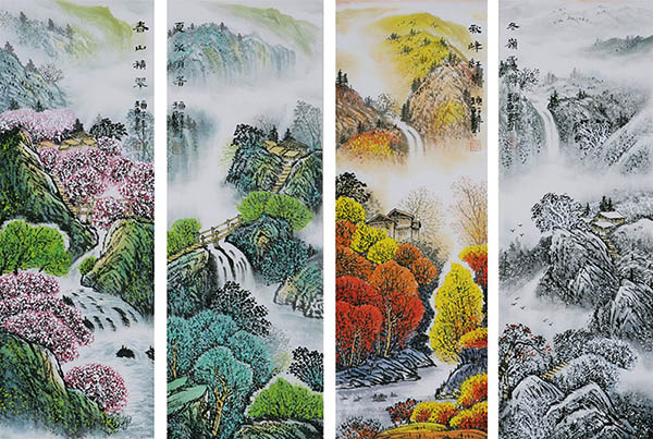 Four Screens of Landscapes,30cm x 80cm(12〃 x 31〃),cyd11123040-z
