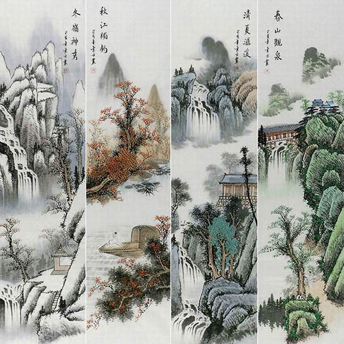 Four Screens of Landscapes,35cm x 136cm(14〃 x 53〃),yf11224005-z