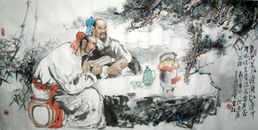 Chinese Gao Shi Play Chess Tea Song Painting,69cm x 138cm,3447109-x
