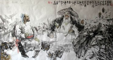 Chinese Gao Shi Play Chess Tea Song Painting,97cm x 180cm,3447117-x
