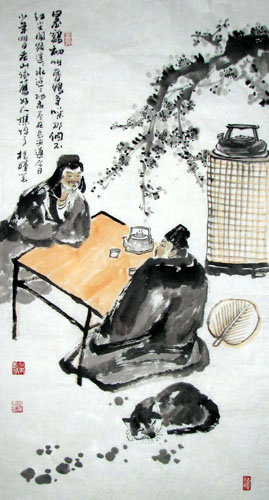 Gao Shi Play Chess Tea Song,50cm x 100cm(19〃 x 39〃),3518117-z