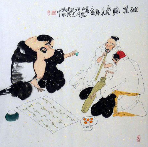 Gao Shi Play Chess Tea Song,66cm x 66cm(26〃 x 26〃),3540002-z