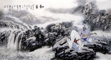 Chinese Gao Shi Play Chess Tea Song Painting,50cm x 100cm,3711024-x