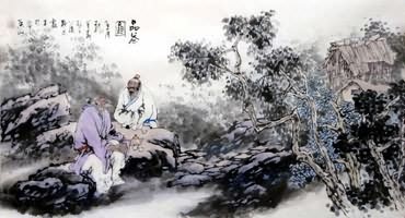Chinese Gao Shi Play Chess Tea Song Painting,50cm x 100cm,3711027-x
