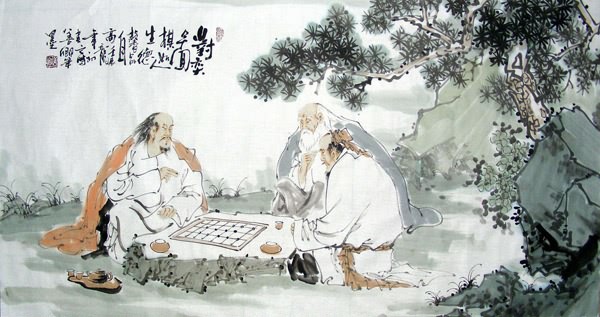 Gao Shi Play Chess Tea Song,50cm x 100cm(19〃 x 39〃),3725007-z