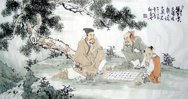 Gao Shi Play Chess Tea Song,50cm x 100cm(19〃 x 39〃),3725008-z