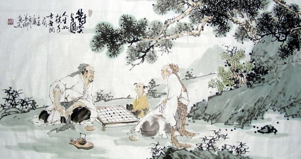 Gao Shi Play Chess Tea Song,50cm x 100cm(19〃 x 39〃),3725010-z