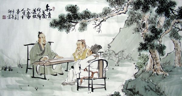 Gao Shi Play Chess Tea Song,50cm x 100cm(19〃 x 39〃),3725022-z