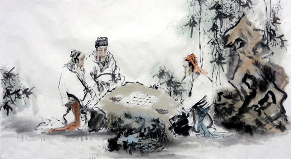 Gao Shi Play Chess Tea Song,66cm x 130cm(26〃 x 51〃),3763006-z