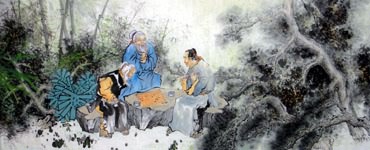 Chinese Gao Shi Play Chess Tea Song Painting,96cm x 240cm,3764007-x