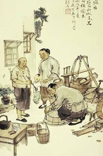 Chinese Genre Painting,69cm x 69cm,3679010-x