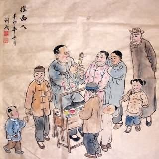 Chinese Genre Painting,69cm x 69cm,3679014-x