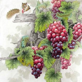 Chinese Grape Painting,66cm x 66cm,2387021-x