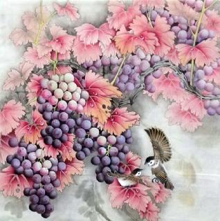 Chinese Grape Painting,68cm x 68cm,2574033-x