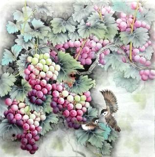 Chinese Grape Painting,68cm x 68cm,2574035-x