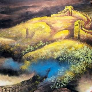 Chinese Great Wall Painting,69cm x 69cm,1695002-x