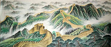 Chinese Great Wall Painting,96cm x 240cm,xll1001005-x