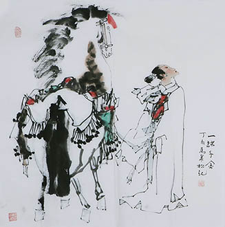 Chinese Horse Painting,68cm x 68cm,4671009-x