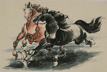 Chinese Horse Painting,69cm x 46cm,4671016-x