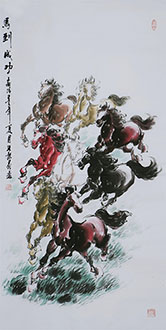 Chinese Horse Painting,68cm x 136cm,4671022-x