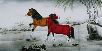 Chinese Horse Painting,68cm x 136cm,4671027-x