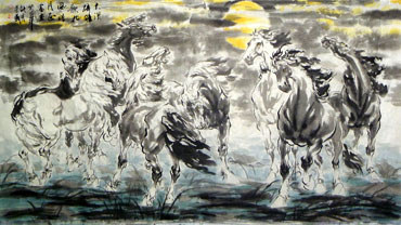 Chinese Horse Painting,97cm x 180cm,4695053-x