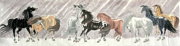 Chinese Horse Painting,53cm x 232cm,4720041-x