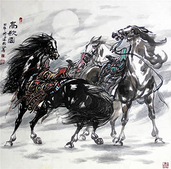 Chinese Horse Painting,97cm x 90cm,tjg41177001-x