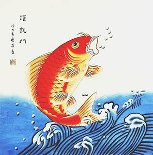 Chinese Koi Fish Painting,68cm x 68cm,2547009-x
