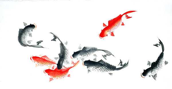 Koi Fish,68cm x 136cm(27〃 x 54〃),xzx21112009-z