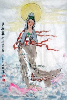 Chinese Kuan Yin Painting,69cm x 46cm,3360001-x