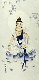 Chinese Kuan Yin Painting,65cm x 125cm,3547010-x