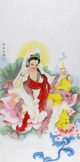 Chinese Kuan Yin Painting,66cm x 136cm,3547013-x