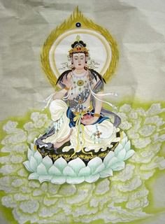 Chinese Kuan Yin Painting,69cm x 138cm,3762002-x