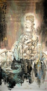 Chinese Kuan Yin Painting,66cm x 136cm,3796002-x