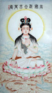 Chinese Kuan Yin Painting,55cm x 100cm,3803002-x