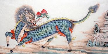 Chinese Kylin Painting,69cm x 138cm,4741006-x