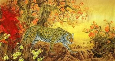 Chinese Leopard Painting,90cm x 170cm,4682001-x