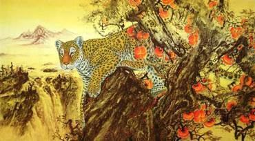 Chinese Leopard Painting,90cm x 170cm,4682002-x