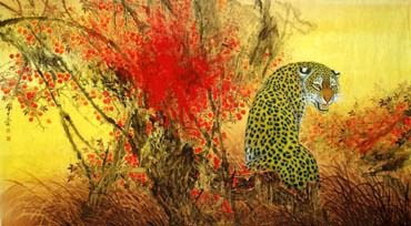 Chinese Leopard Painting,90cm x 170cm,4682004-x
