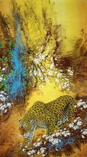 Chinese Leopard Painting,90cm x 170cm,4682005-x