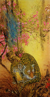 Chinese Leopard Painting,66cm x 130cm,4682008-x