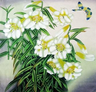 Chinese Lily Painting,69cm x 69cm,2383007-x